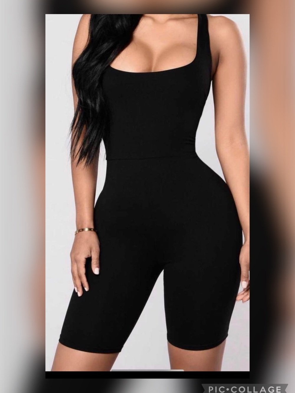 FASHION NOVA Sleek Black Scoop Neck Sleeveless Romper
